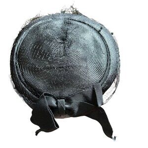 Vintage 50s Black Pillbox Hat